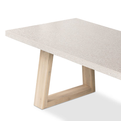 2.0m eTerrazzo Rectangular Dining Table | Ivory Coast with Wide Ivory Wash Legs - www.elkstone.com.au
