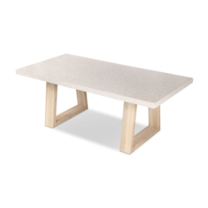 2.0m eTerrazzo Rectangular Dining Table | Ivory Coast with Wide Ivory Wash Legs - www.elkstone.com.au