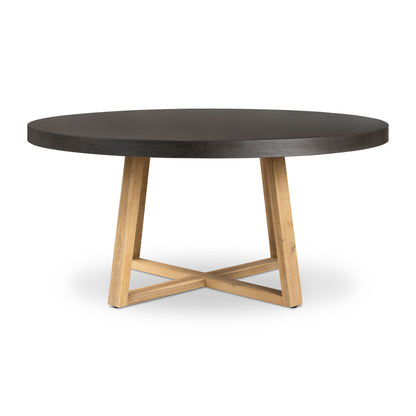 1.6m Alta Round Dining Table | Ebony Black with Light Honey Acacia Wood Legs - www.elkstone.com.au