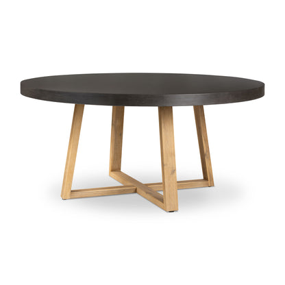 1.6m Alta Round Dining Table | Ebony Black with Light Honey Acacia Wood Legs - www.elkstone.com.au