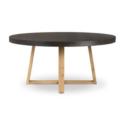 1.6m Alta Round Dining Table | Ebony Black with Light Honey Acacia Wood Legs - www.elkstone.com.au