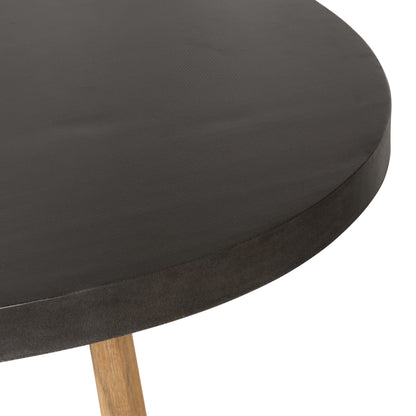 1.6m Alta Round Dining Table | Ebony Black with Light Honey Acacia Wood Legs - www.elkstone.com.au