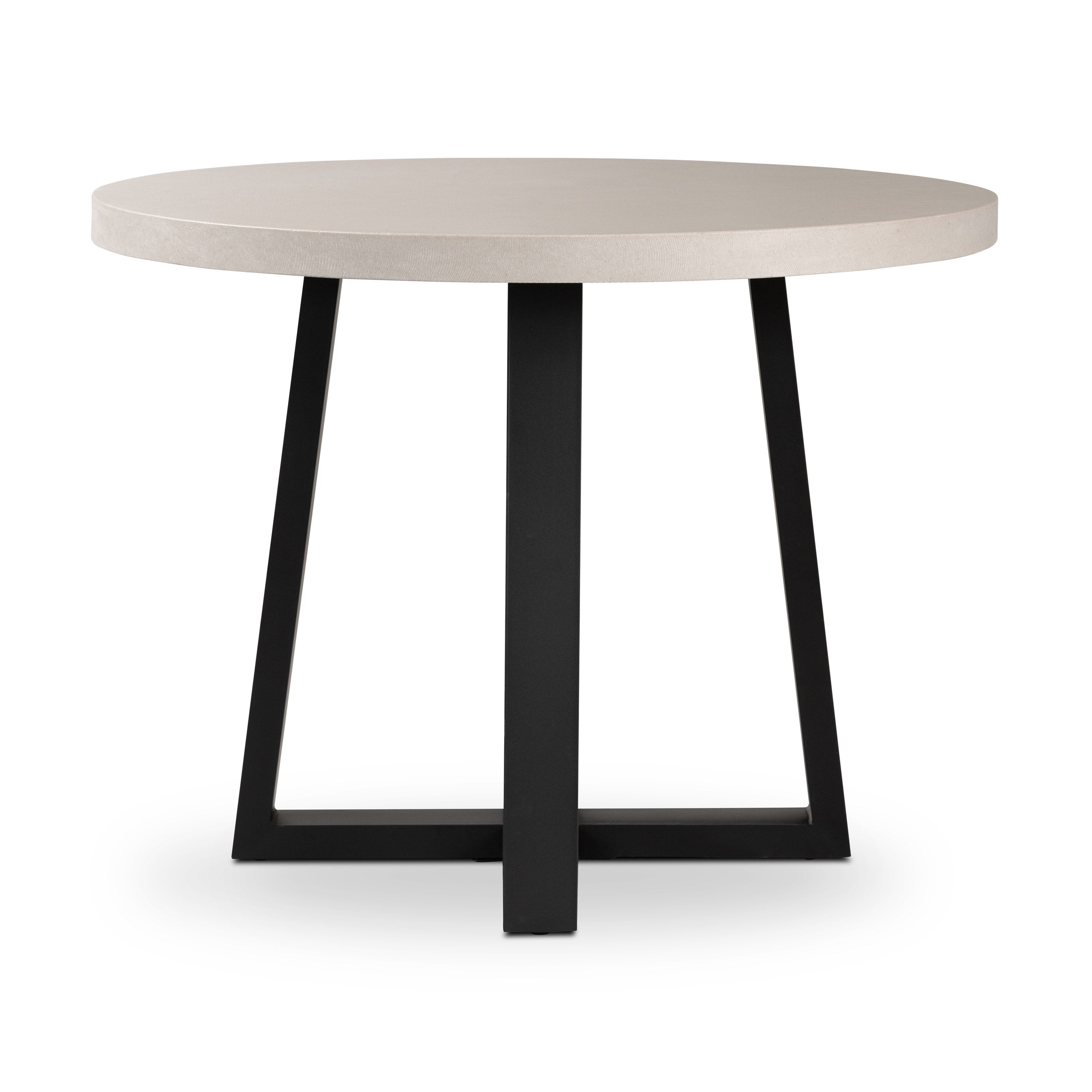 1.0m Alta Round Dining Table | Beach with Black Metal Legs - www.elkstone.com.au