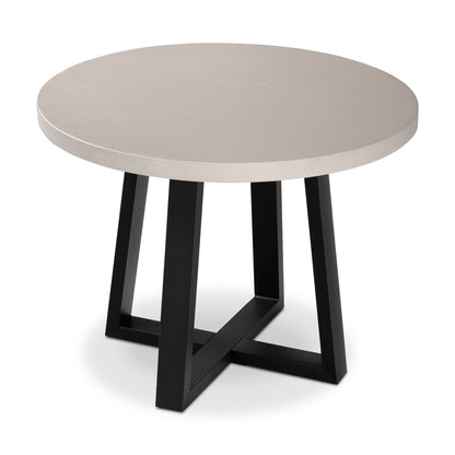 1.0m Alta Round Dining Table | Beach with Black Metal Legs - www.elkstone.com.au