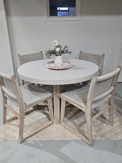 Sachelle Almond wicker dining chair with acacia timber  ivory wash legs| indoor/ outdoor - www.elkstone.com.au