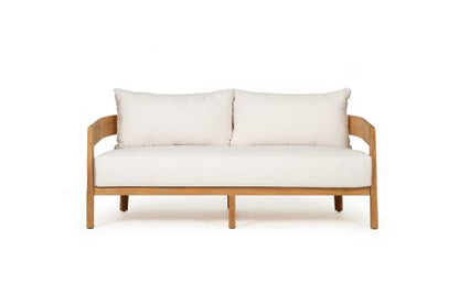Kingston Outdoor Sofa 2 Seater  Teak frame Natural canvas cushions - www.elkstone.com.au