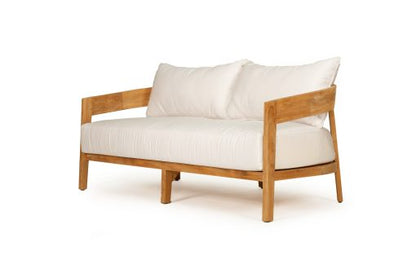 Kingston Outdoor Sofa 2 Seater  Teak frame Natural canvas cushions - www.elkstone.com.au