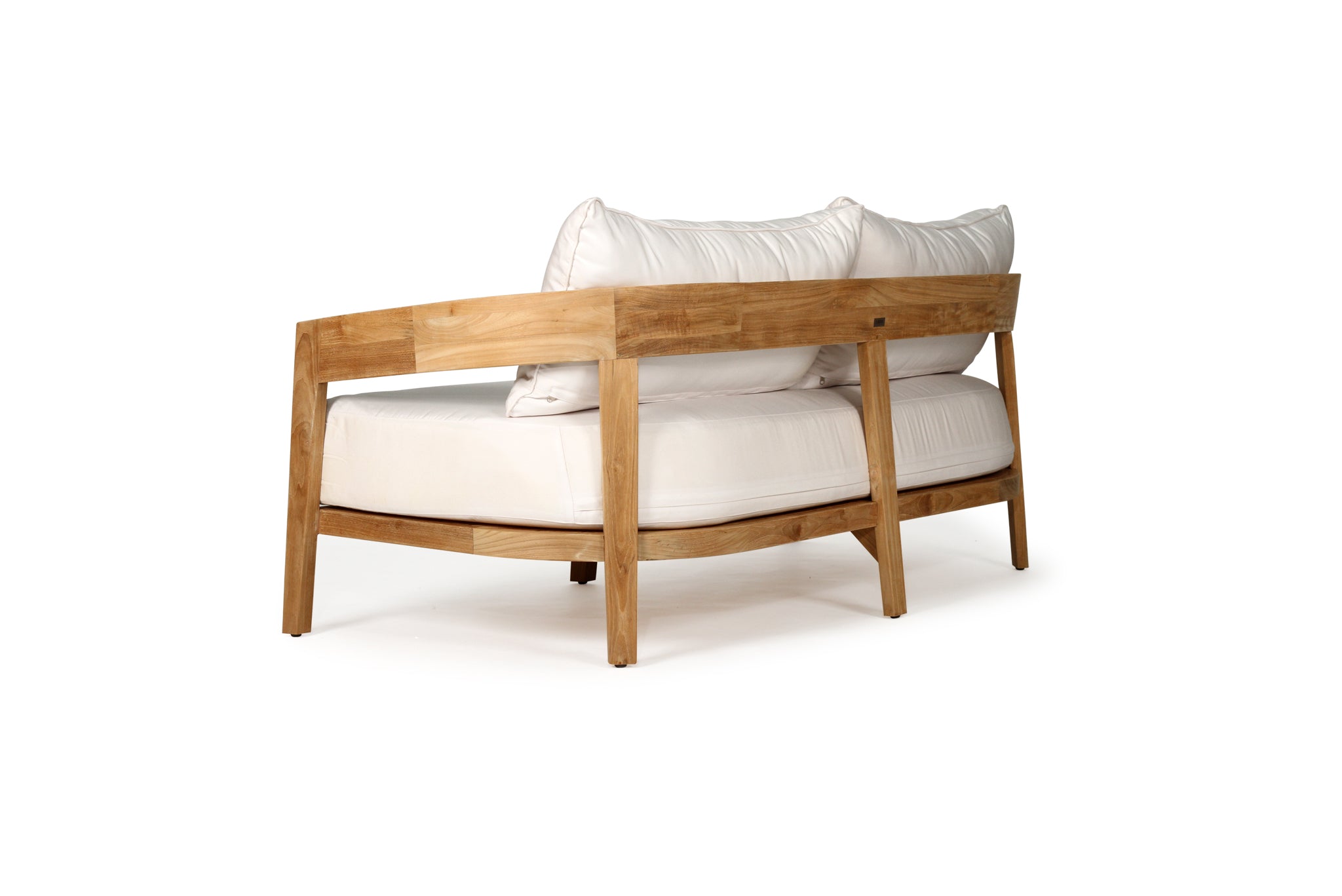 Kingston Outdoor Sofa 2 Seater  Teak frame Natural canvas cushions - www.elkstone.com.au