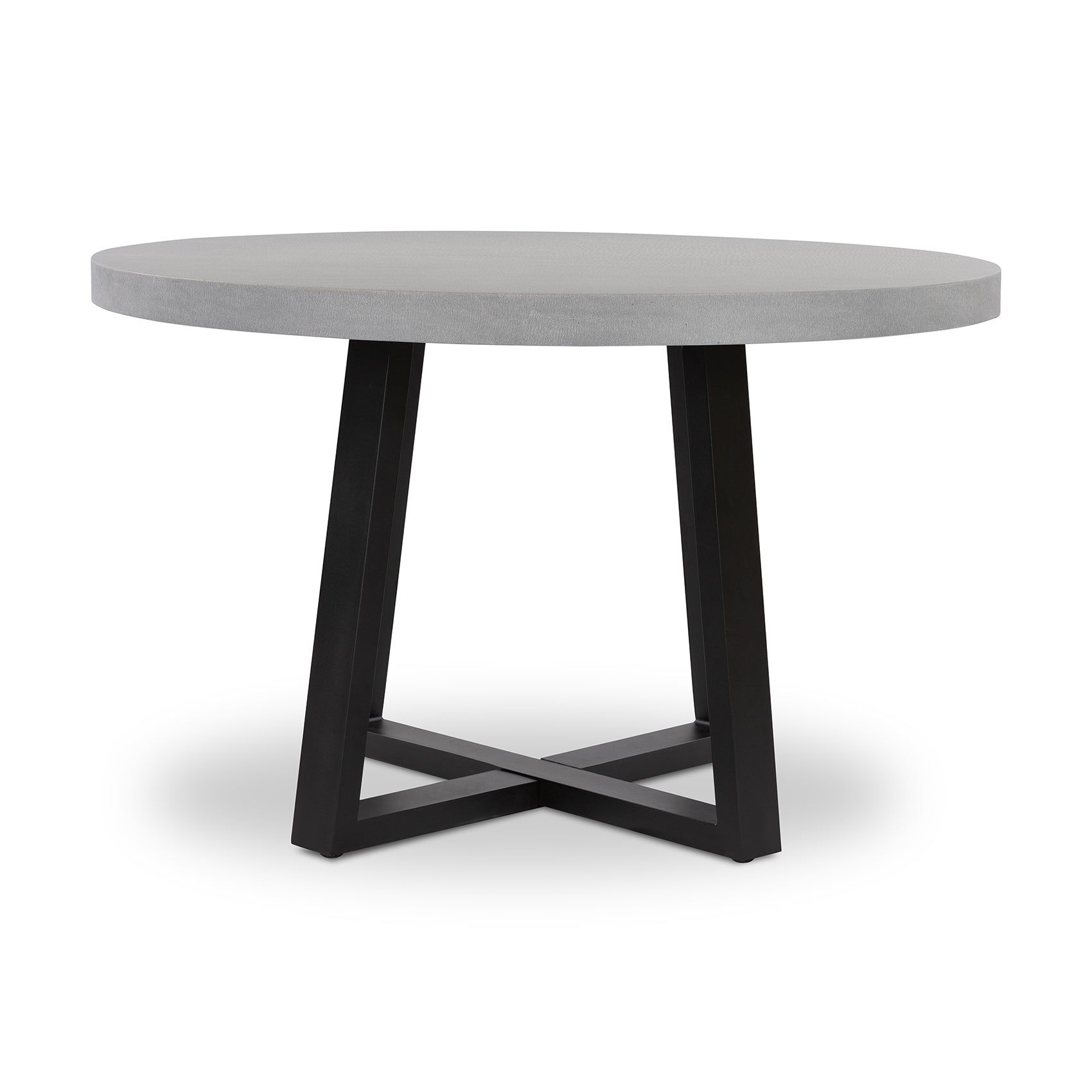 1.0m Alta Round Dining Table | Pebble Grey with Black Metal Legs - www.elkstone.com.au
