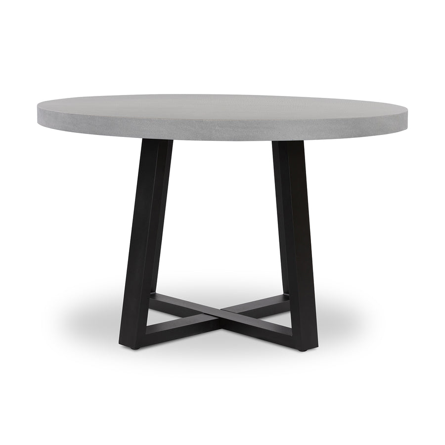 1.0m Alta Round Dining Table | Pebble Grey with Black Metal Legs - www.elkstone.com.au