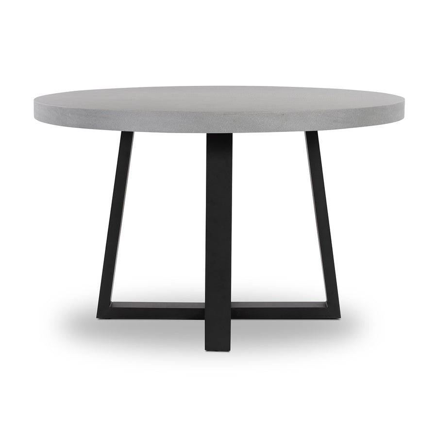 1.0m Alta Round Dining Table | Pebble Grey with Black Metal Legs - www.elkstone.com.au