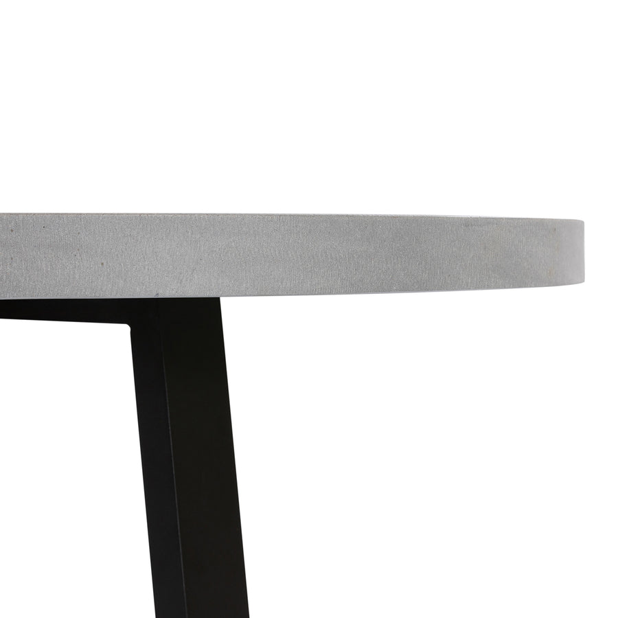 1.0m Alta Round Dining Table | Pebble Grey with Black Metal Legs - www.elkstone.com.au