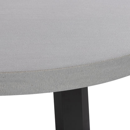 1.0m Alta Round Dining Table | Pebble Grey with Black Metal Legs - www.elkstone.com.au