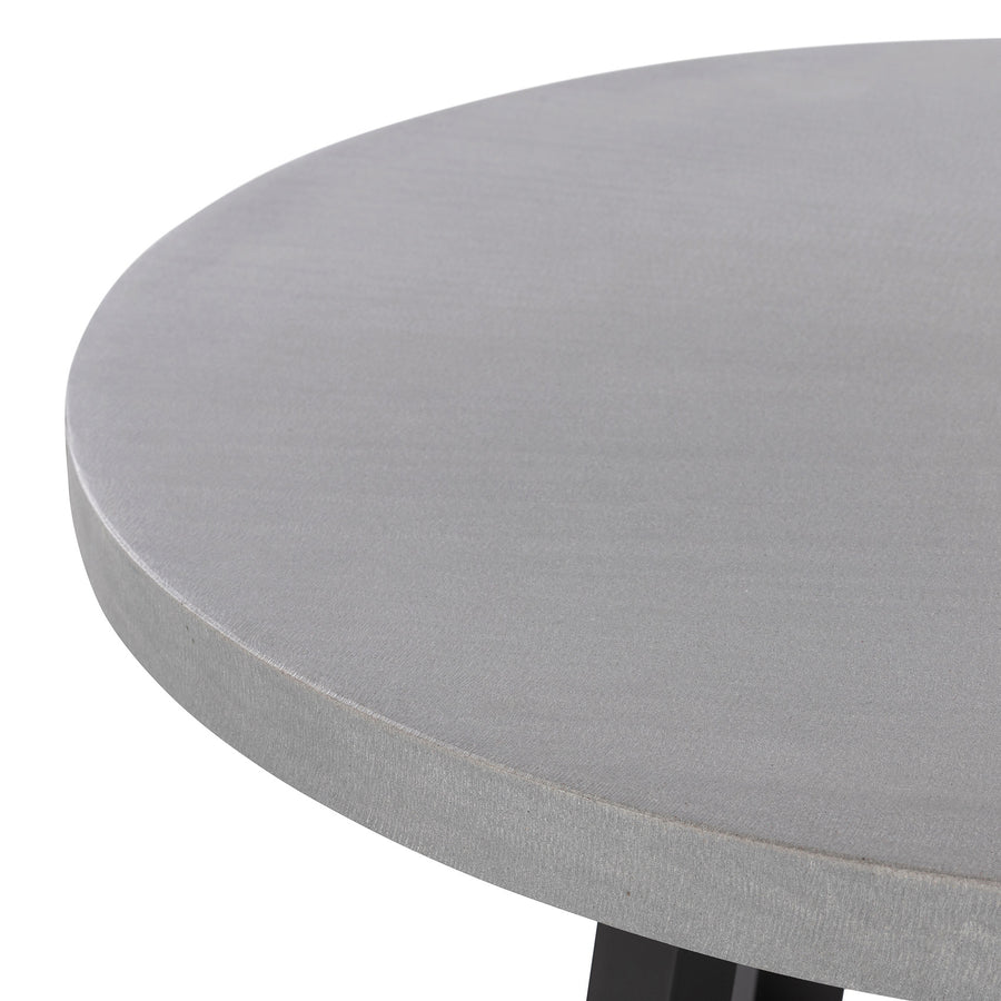 1.0m Alta Round Dining Table | Pebble Grey with Black Metal Legs - www.elkstone.com.au