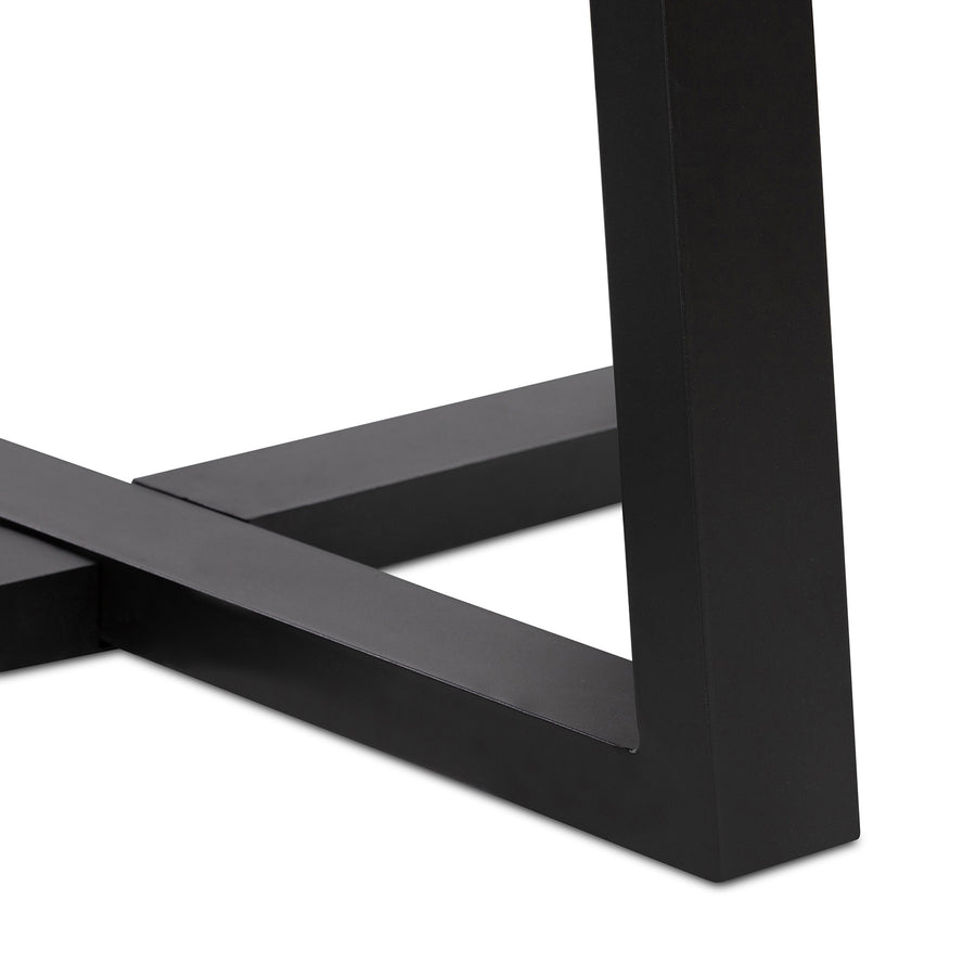 1.0m Alta Round Dining Table | Pebble Grey with Black Metal Legs - www.elkstone.com.au