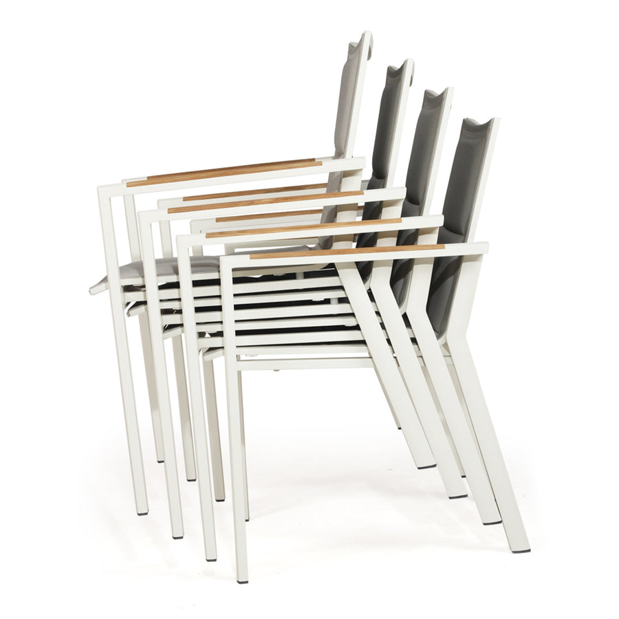 Flaxton Ivory Stackable outdoor chairs - set of 4 chairs - www.elkstone.com.au
