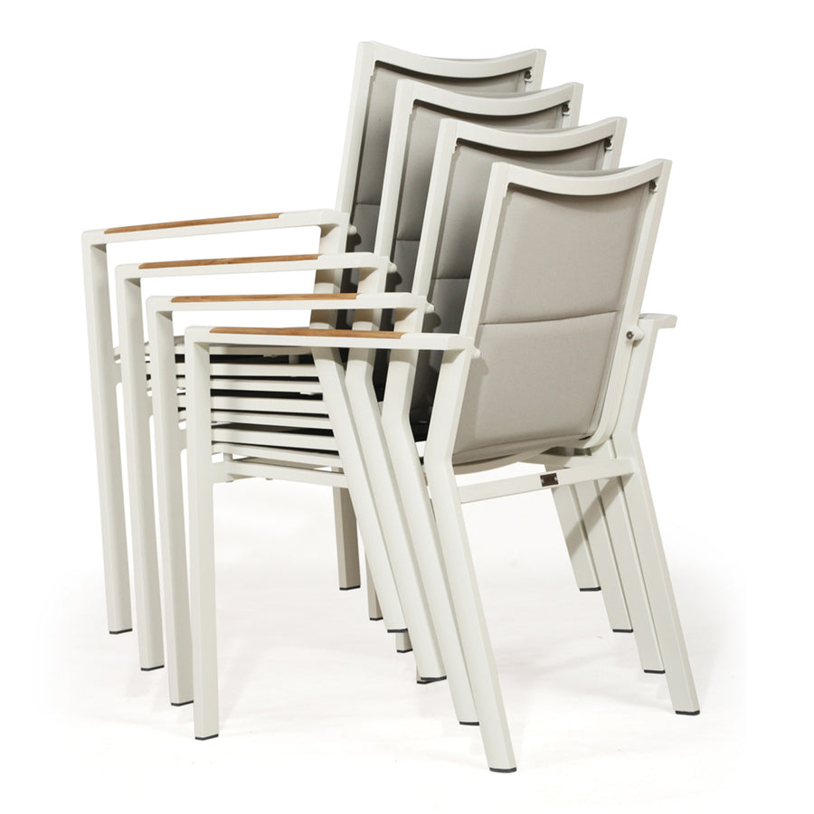 Flaxton Ivory Stackable outdoor chairs - set of 4 chairs - www.elkstone.com.au