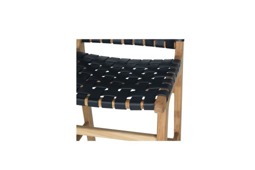 Witta woven leather Bar stool - Black Leather with  Teak frame - www.elkstone.com.au