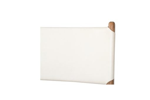 Witta Flat Leather Dining Chair White with Teak Frame - www.elkstone.com.au