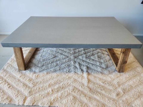 1.3m COFFEE TABLE Rectangular| Pebble Grey with Light Honey Legs - www.elkstone.com.au