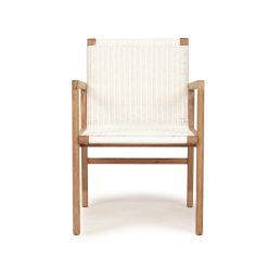 Peregian Outdoor Chairs - White cord in Teak wood frame - www.elkstone.com.au