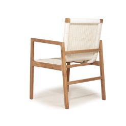 Peregian Outdoor Chairs - White cord in Teak wood frame - www.elkstone.com.au