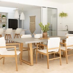 Peregian Outdoor Chairs - White cord in Teak wood frame - www.elkstone.com.au