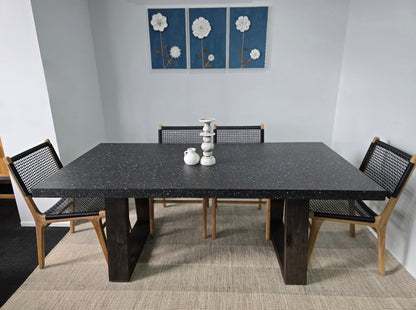 2.0 Rectangular Eterrazzo Rich Umber Dining Table| Norwegian Grey Timber legs - www.elkstone.com.au