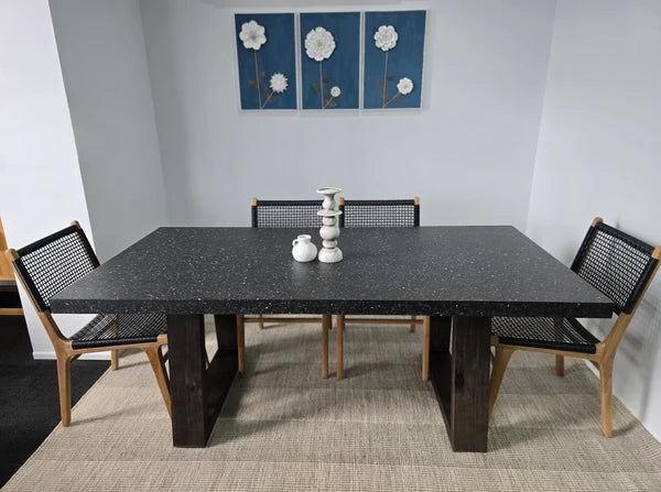 2.4m Rich Umber Dining Table eTerrazzo with Norwegian brown wide legs