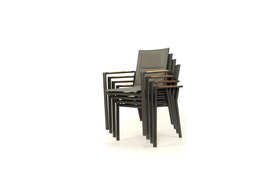 Flaxton Stackable Charcoal outdoor dining chairs - set of 4 - www.elkstone.com.au