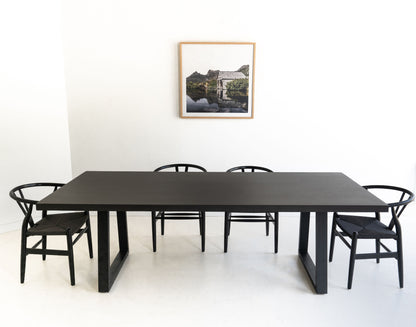 1.8m Sierra Rectangular Dining Table | Ebony Black with Black Metal Legs | 10% Off - www.elkstone.com.au