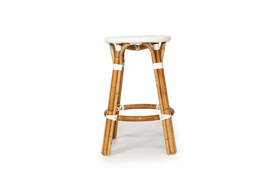 Shannon Backless Rattan Counter Stool - White seat - www.elkstone.com.au