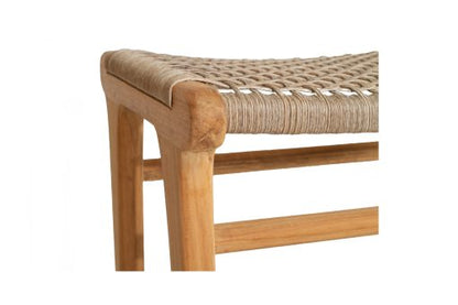 Stradbroke Saddle Stool Washed Grey with Teak timber frame
