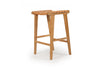 Witta Leather Saddle Stool - Woven Natural Leather on Teak Frame - www.elkstone.com.au