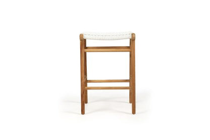 Fraser Backless Counter Stool- White Close Weave - Teak Frame - www.elkstone.com.au