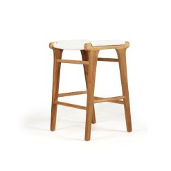 Fraser Backless Counter Stool- White Close Weave - Teak Frame - www.elkstone.com.au