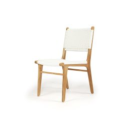 Fraser Close Weave White Cord Dining Chair - Teak Frame - www.elkstone.com.au