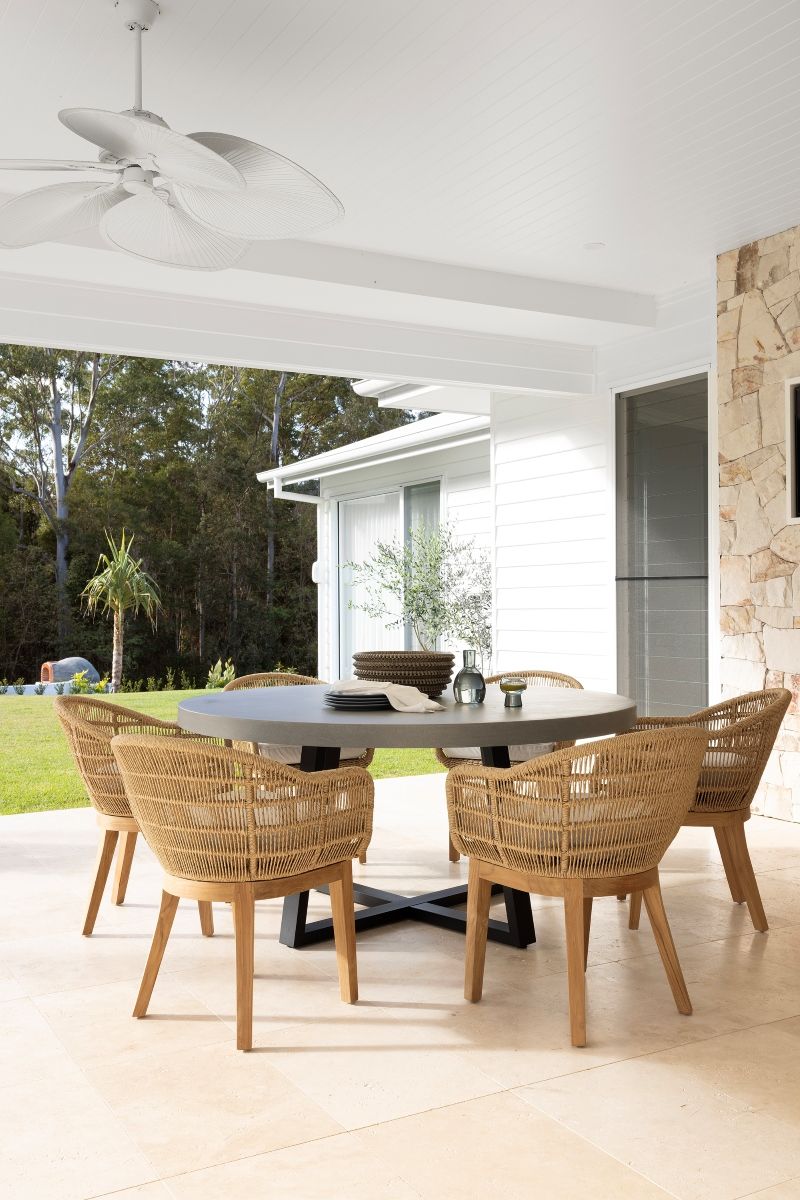 1.4m Alta Round Dining Table | Pebble Grey with Black Metal Legs | 10% Off - www.elkstone.com.au