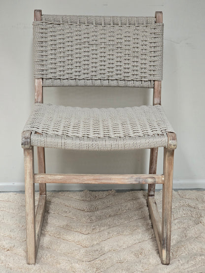 1.2 Ivory Coast eTerrazzo Round dining table\ Ivory wash legs with 4 Almond wicker chairs - www.elkstone.com.au