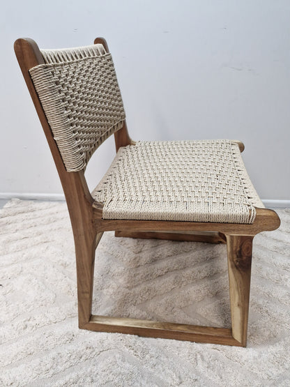 Sachelle Almond Wicker Dining Chair| Light Honey  Timber Frame