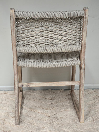 Sachelle Almond wicker dining chair with acacia timber  ivory wash legs| indoor/ outdoor - www.elkstone.com.au