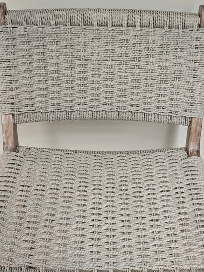 Sachelle Almond wicker dining chair with acacia timber  ivory wash legs| indoor/ outdoor - www.elkstone.com.au