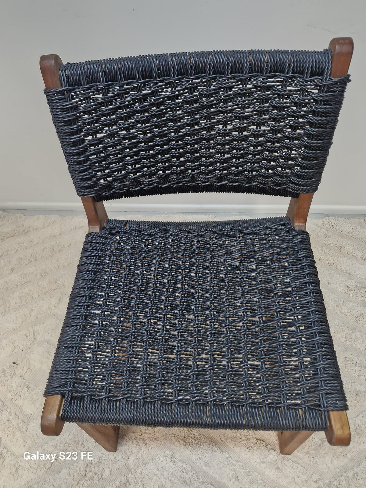 Sachelle Black Wicker Dining Chair with Light Honey Timber Frame