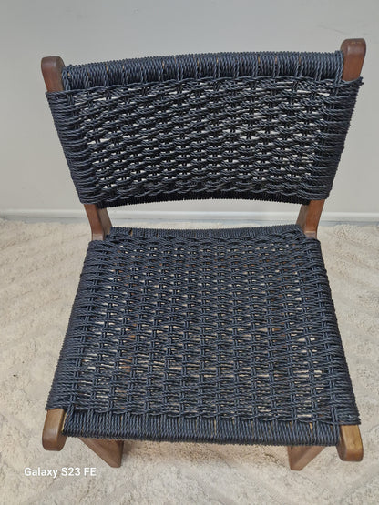 Sachelle Black Wicker Dining Chair with Light Honey Timber Frame