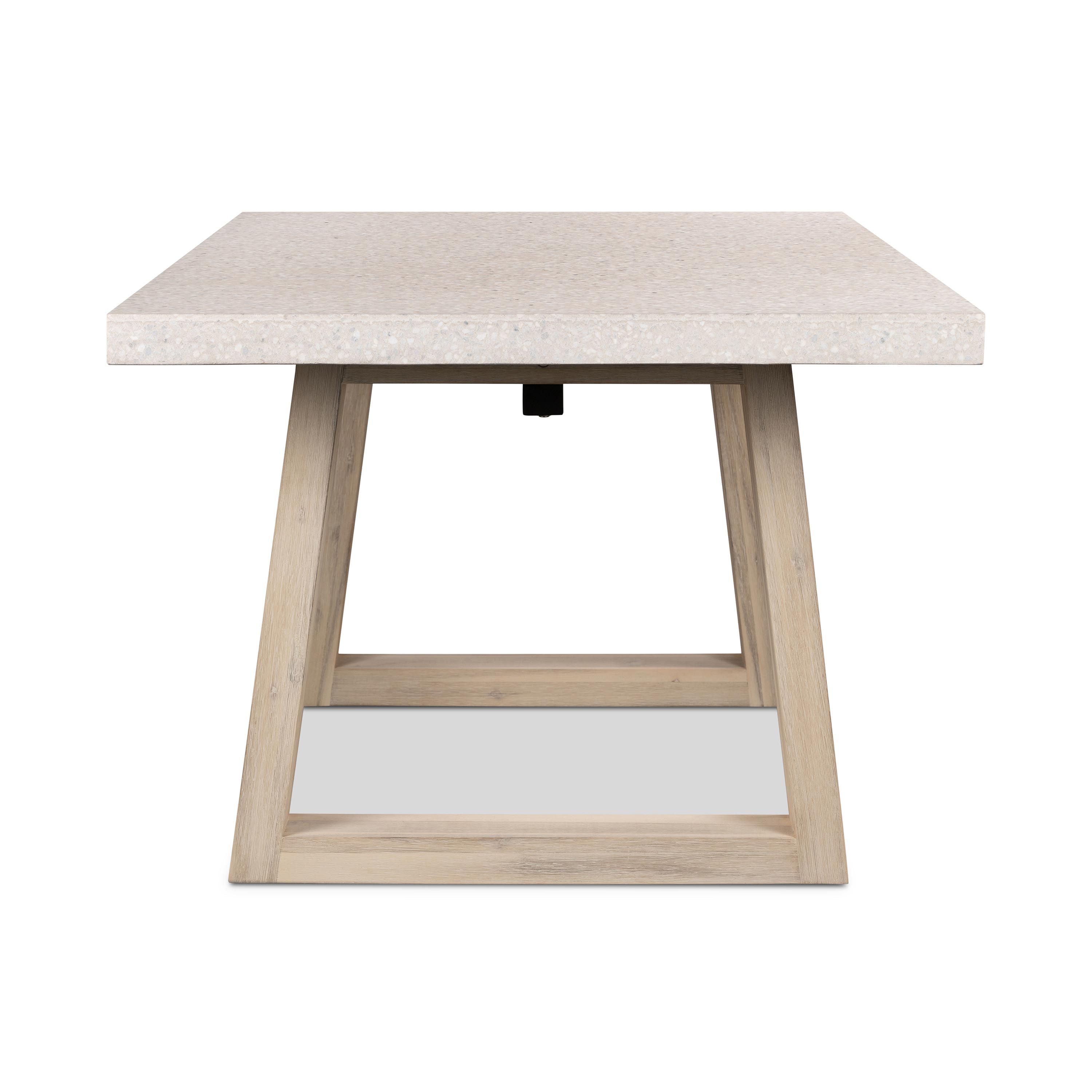 1.6m eTerrazzo Rectangular Table| Ivory Coast top with Ivory wash acacia legs - www.elkstone.com.au