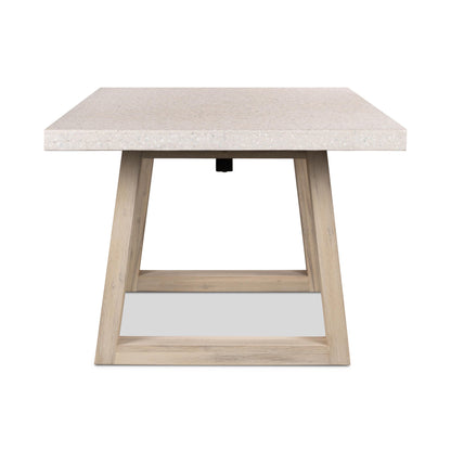 1.6m eTerrazzo Rectangular Table| Ivory Coast top with Ivory wash acacia legs - www.elkstone.com.au
