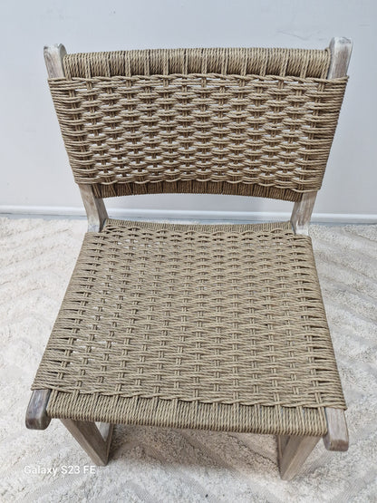 Sachelle Sand Wicker Woven Dining Chair | Ivory wash Timber Frame