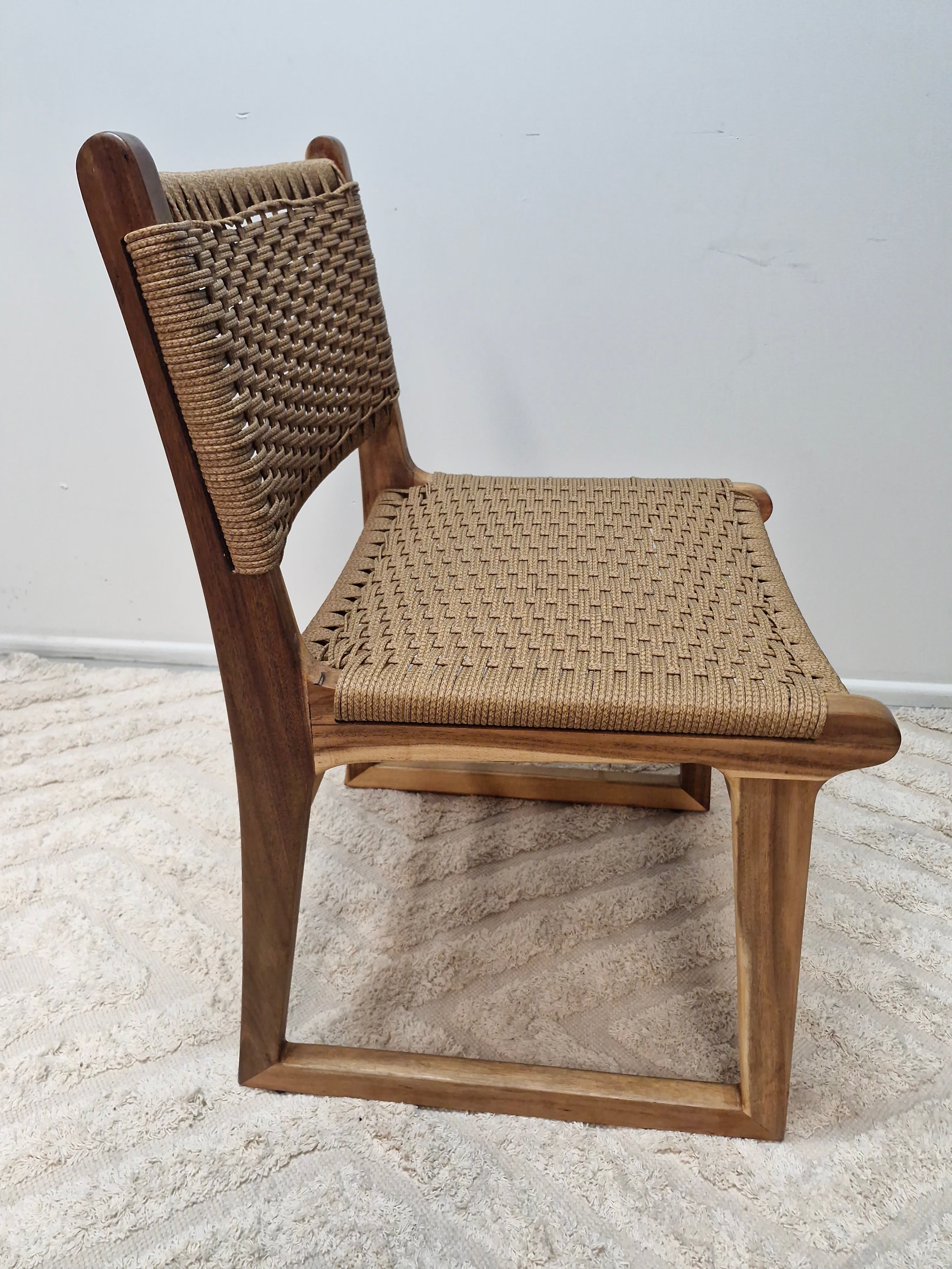 Sachelle Tan Wicker Woven Dining Chair|Light Honey Acacia Timber Frame
