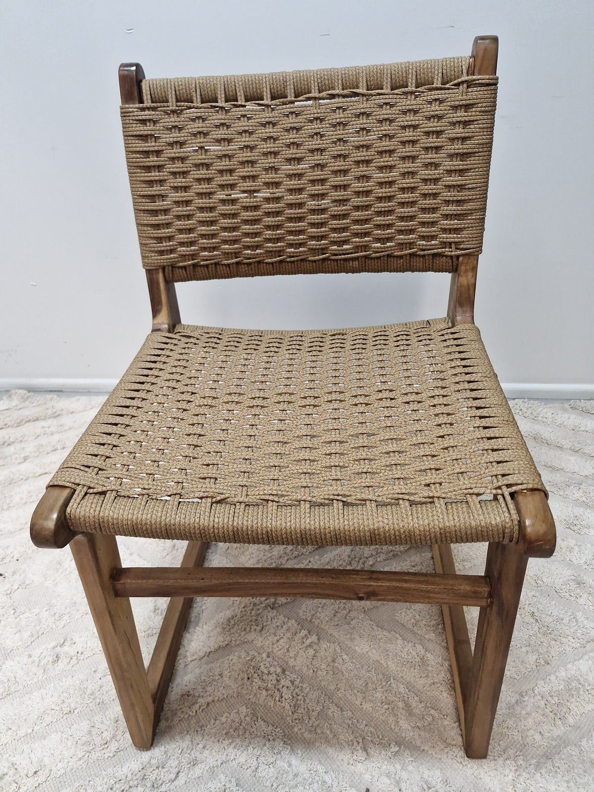 Sachelle Tan Wicker Woven Dining Chair|Light Honey Acacia Timber Frame