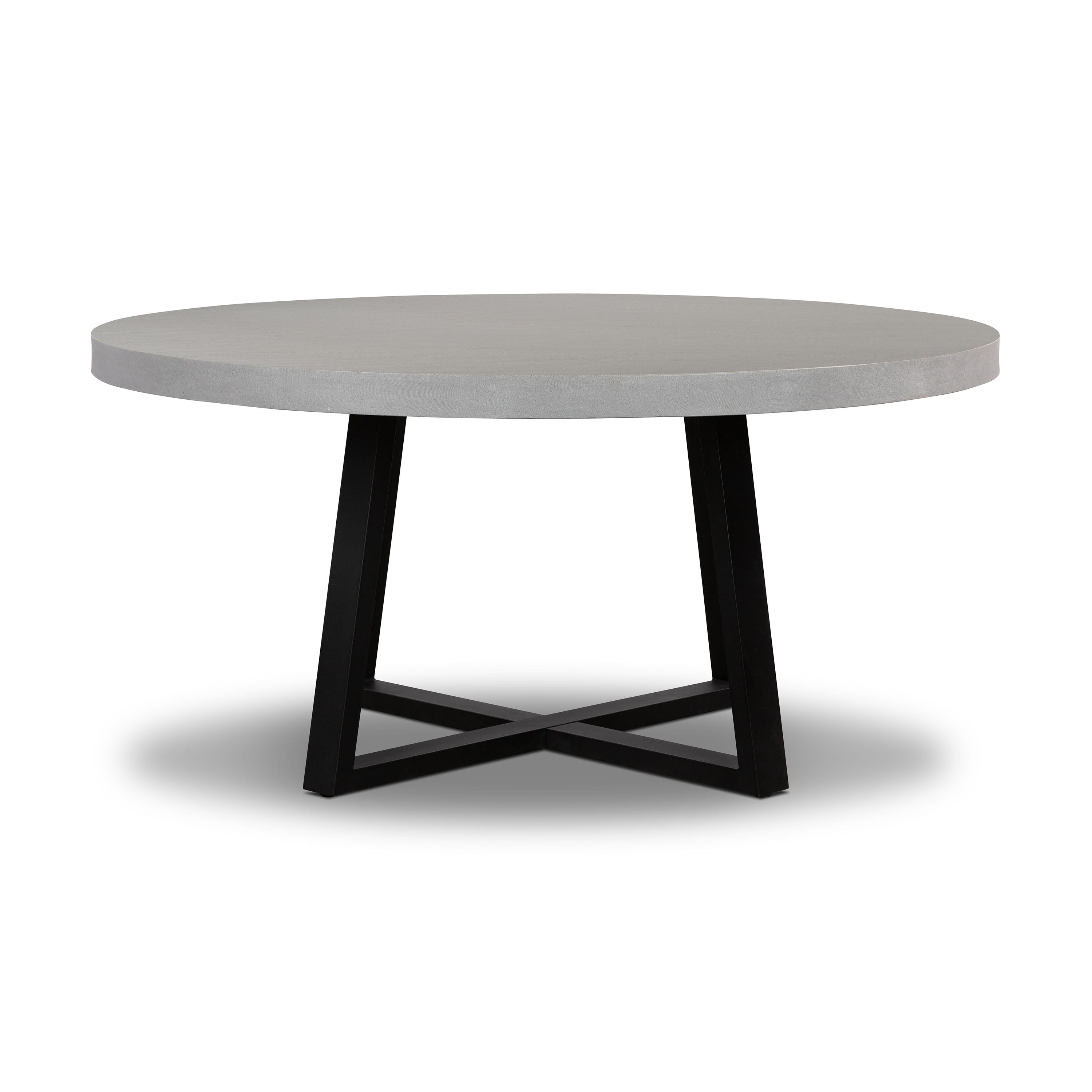 1.6m Alta Round Dining Table | Pebble Grey with Black Metal Legs - www.elkstone.com.au